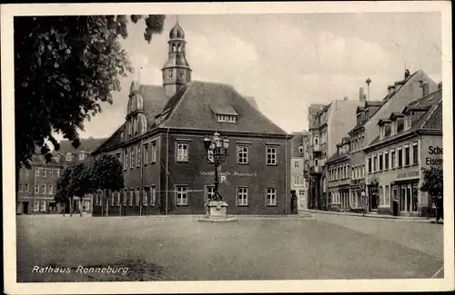 Ak Ronneburg in Thüringen, Rathaus und Stadtsparkasse, Geschäfte