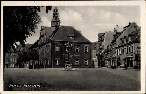 Ak Ronneburg in Thüringen, Rathaus und Stadtsparkasse, Geschäfte