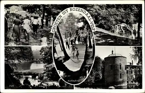 Ak Roosendaal Rozendaal Gelderland Niederlande, Bedriegertjes, Park, Kettingbrug