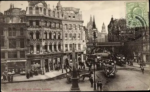 Ak London City England, Ludgate Hill and Circus