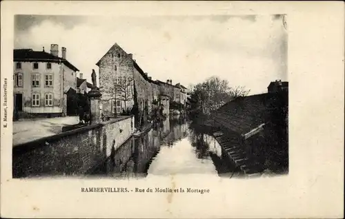 Ak Rambervillers Lorraine Vogesen, Rue du Moulin und Mortagne