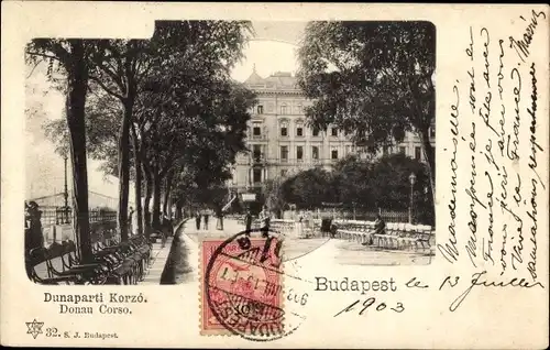 Ak Budapest Ungarn, Dunaparti Korzo