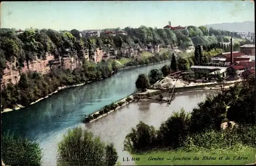 Ak Genève Genf Schweiz, Kreuzung von Rhône und Arve