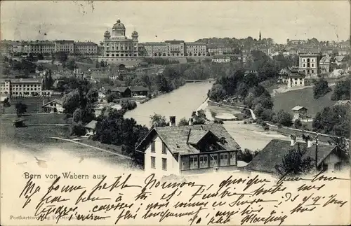 Ak Bern Stadt Schweiz, Stadt von Wabern aus gesehen