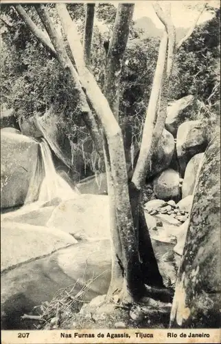 Ak Rio de Janeiro Brasilien, Nas Furnas de Agassis, Tijuca