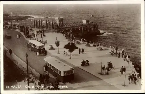 Ak Sliema Malta, Chalet Ghar id-dud, Uferpromenade, Busse