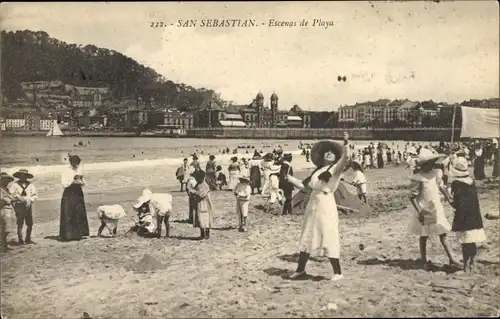 Ak Donostia San Sebastian Baskenland, Escenas de Playa