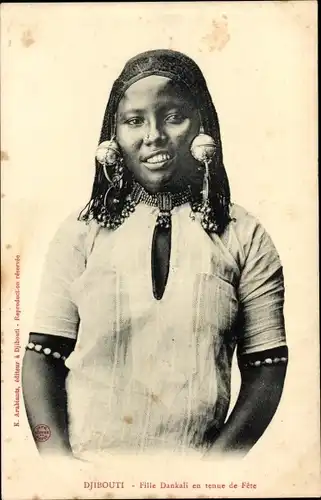 Ak Volkstypen Djibouti, Fille Dankali en tenue de Fete