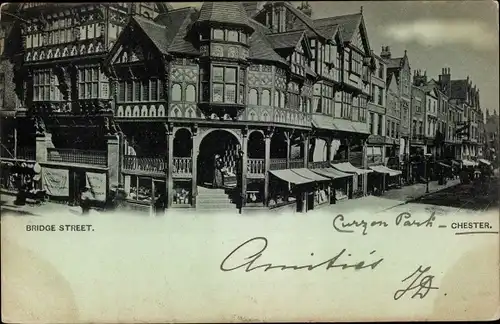 Mondschein Ak Chester Cheshire England, Bridge Street