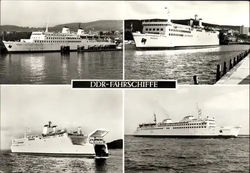 Ak DDR Fährschiffe, Saßnitz, Rügen, Stubbenkammer, Warnemünde