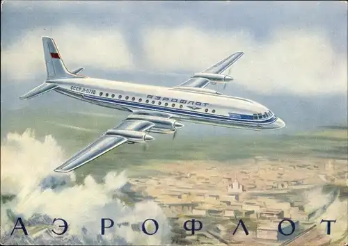 Ak Passagierflugzeug der Aeroflot über Moskau, Iljuschin Il 18
