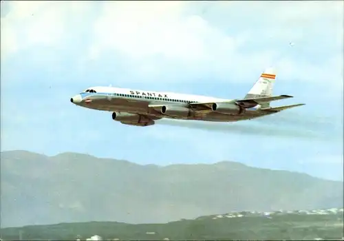 Ak Spanisches Passagierflugzeug der Spantax, Convair CV 990 A Coronado