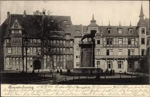Ak Braunschweig in Niedersachsen, Burgplatz, Denkmal
