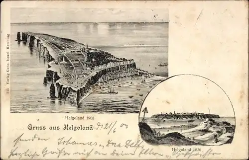 Ak Nordseeinsel Helgoland, Gesamtansicht 1903, 1820