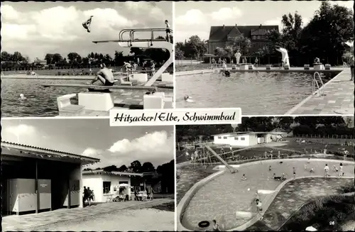 Ak Hitzacker an der Elbe, Schwimmbad, Sprungturm