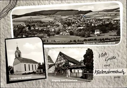 Ak Niederwörresbach Rheinland Pfalz, Gesamtansicht, Kirche, Ehrenmal, Kinderheim