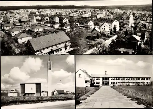 Ak Geismar Göttingen in Niedersachsen, Blick auf das Neubauviertel, Kath. Kirche, Kath. Schule