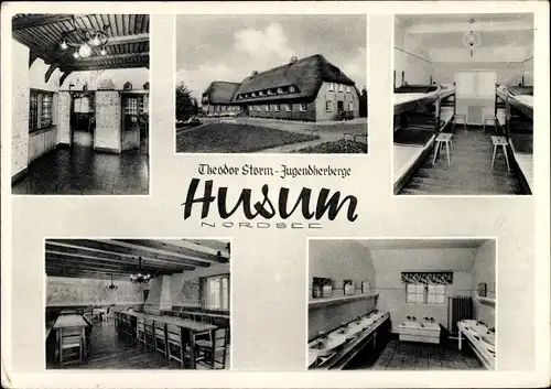 Ak Husum in Nordfriesland, Blick auf und in die Theodor Storm Jugendherberge, Inneres