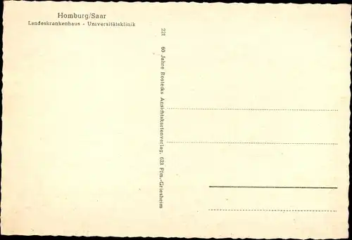 Ak Homburg in der Pfalz Saarland, Landeskrankenhaus, Universitätsklinik