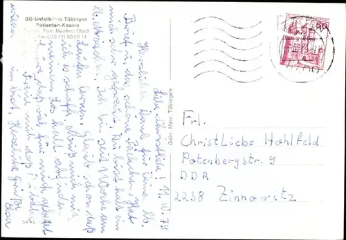 Ak Tübingen am Neckar, BG-Unfallklink, Hubschrauber