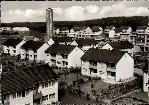 Ak Alkenrath Leverkusen in Nordrhein Westfalen, Siedlung, Wohnhäuser, Kirche