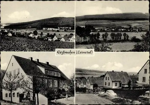 Ak Erzhausen Einbeck in Niedersachsen, Schule, Panorama vom Ort