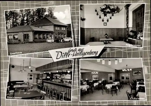 Ak Dille Bruchhausen Vilsen Niedersachsen, Heiligenberg, Gasthaus, Jagdzimmer, Clubzimmer