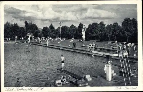 Ak Bad Rothenfelde am Teutoburger Wald, Sole Freibad, Sprungturm