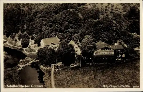 Ak Höfgen Grimma in Sachsen, Schiffmühle, Fliegeraufnahme