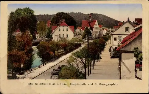 Ak Georgenthal in Thüringen, Hauptstraße, St. Georgenplatz