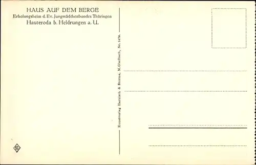 Ak Hauteroda Thüringen, Haus auf dem Berge, Erholungsheim Ev. Jungmädchenbund, Freundschaftszimmer