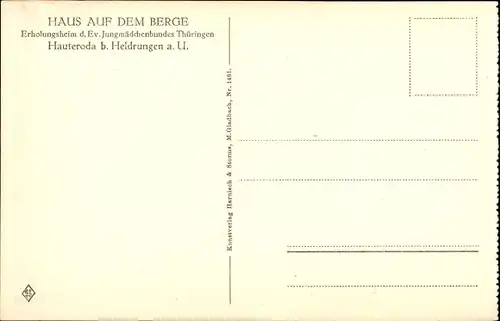 Ak Hauteroda in Thüringen, Haus auf dem Berge, Erholungsheim Ev. Jungmädchenbund, Dreibettzimmer