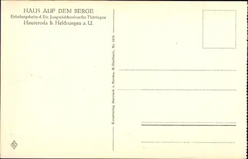 Ak Hauteroda Thüringen, Haus auf dem Berge, Erholungsheim Ev. Jungmädchenbund, Zimmer Paradies