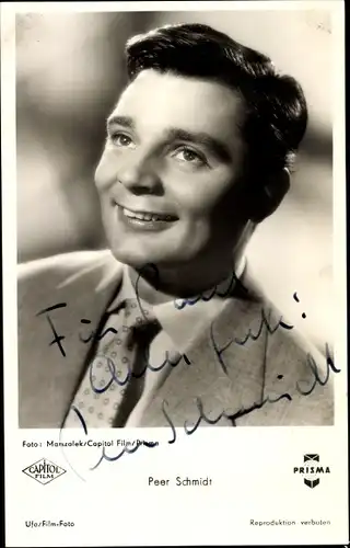 Ak Schauspieler Peer Schmidt, Portrait, Glückliche Reise, Autogramm