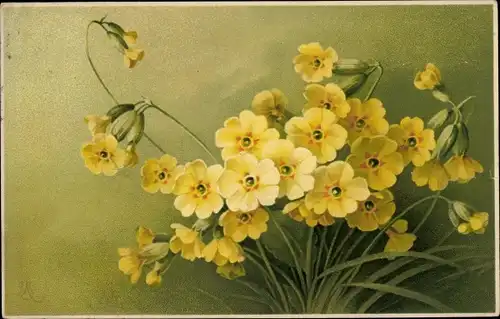 Künstler Ak Gelbe Blumen, Blumenstrauß
