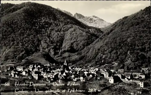 Ak Cadéac Hautes Pyrénées, Vue generale et l'Arbizon 2831 m, Vallee d'Aure