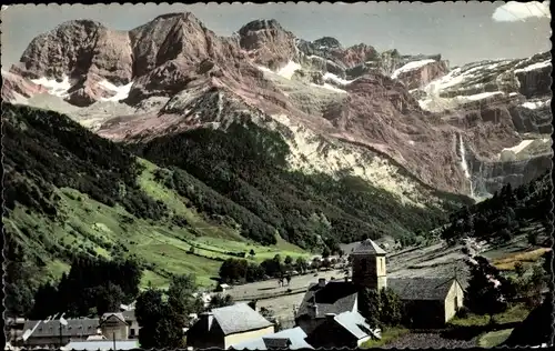 Ak Gavarnie Hautes Pyrénées, Cirque de Gavarnie, a gauche les Astazous