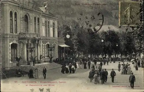 Ak Cauterets Hautes Pyrénées, Einrichtung, Casino und Promenade des Oefs