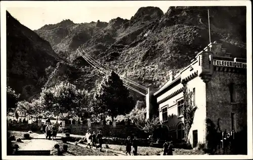 Ak La Pibeste Pyrénées Frankreich, Teleferique, Die Unterstation und die Strecke der Teleferique