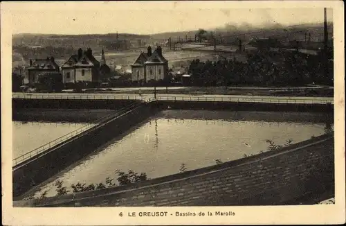 Ak Le Creusot Saône et Loire, Marolle-Becken