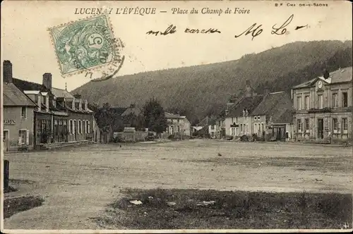 Ak Lucenay, der Bischof Saône et Loire, Place du Champ de Foire