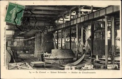 Ak Le Creusot Saône et Loire, Schneider-Fabriken, Kesselbauwerkstatt