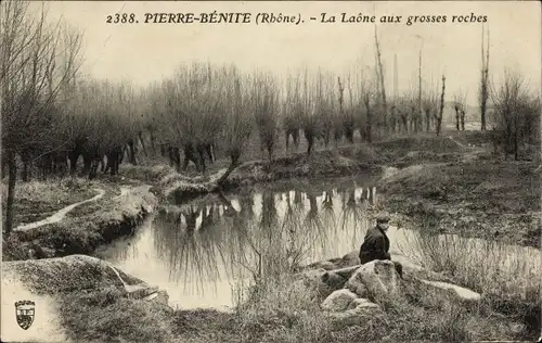 Ak Pierre Bénite Rhône, Laone mit großen Felsen