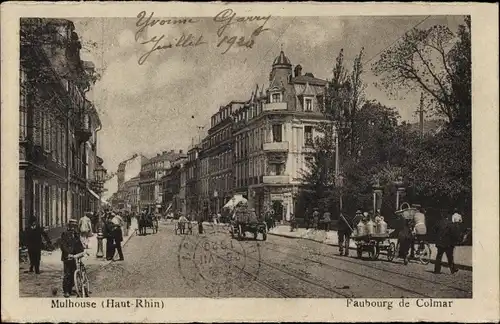 Ak Mulhouse Mülhausen Elsass Haut Rhin, Faubourg de Colmar