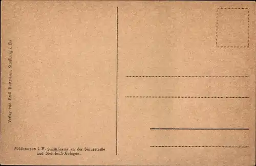 Ak Mulhouse Mülhausen Elsass Haut Rhin, Stadttheater an der Sinnestraße und Steinbach-Anlagen