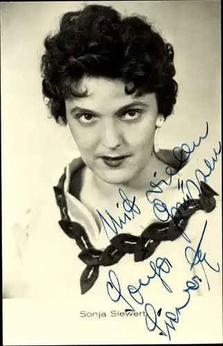 Ak Schauspielerin Sonja Siewert, Portrait, Autogramm