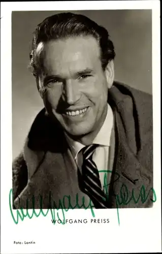 Ak Schauspieler Wolfgang Preiss, Portrait, Autogramm