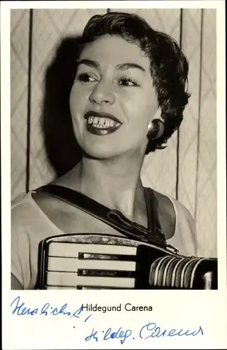 Ak Sängerin Hildegund Carena, Portrait, Autogramm