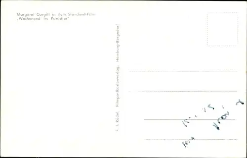 Ak Schauspielerin Margaret Cargill in Wochenend im Paradies