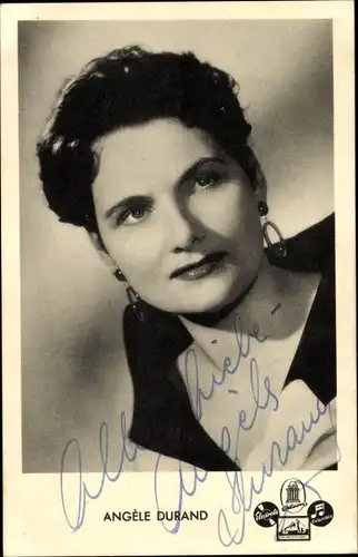 Ak Sängerin und Schauspielerin Angèle Durand, Portrait